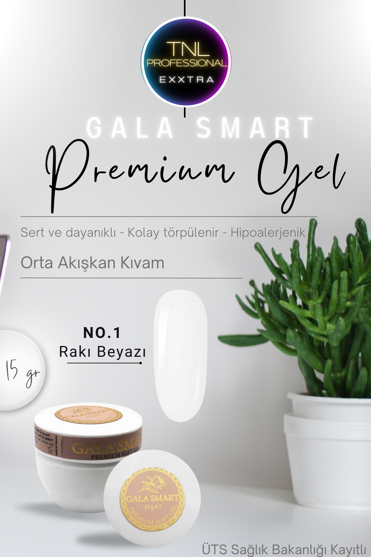 Gala Smart Protez Tırnak Jeli No:01 Rakı Beyazı Orta Akışkan Kıvam 15 Gr Jel Tırnak Güçlendirme