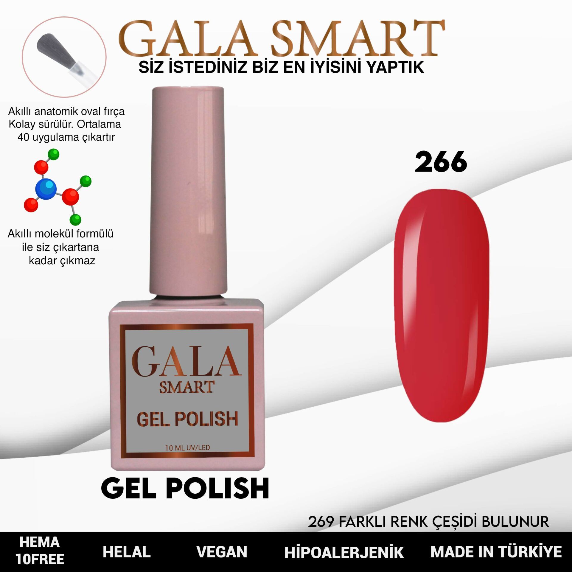 No: 266 Gala Smart Classic Seri Kalıcı Oje 10 ml