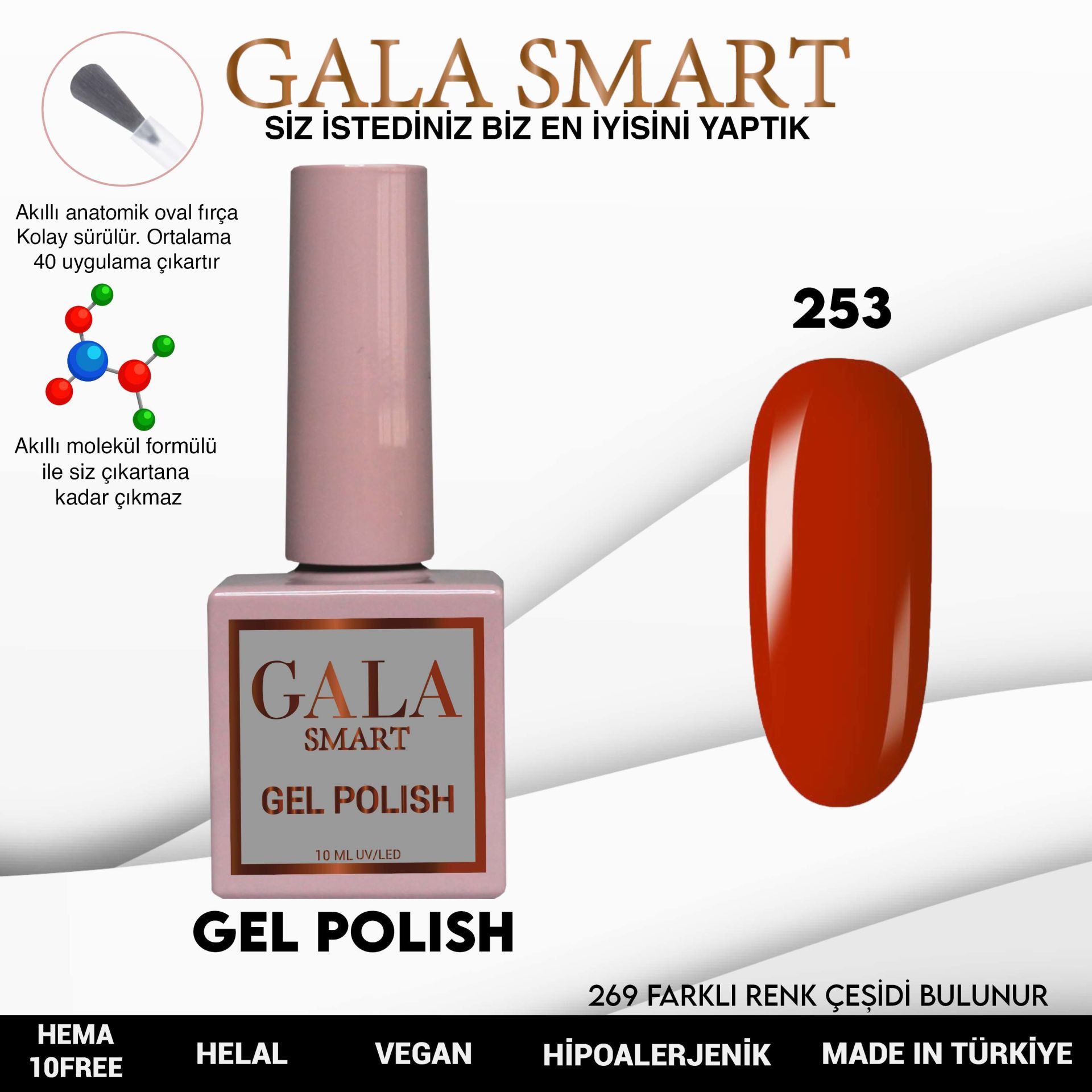 No: 253 Gala Smart Classic Seri Kalıcı Oje 10 ml