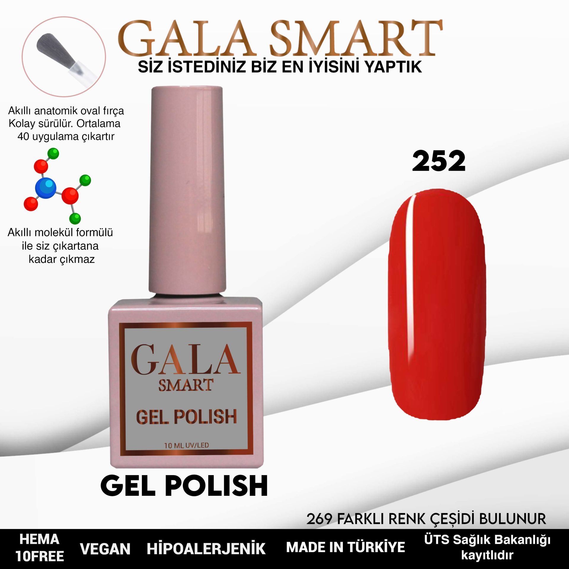 No: 252 Gala Smart Classic Seri Kalıcı Oje 10 ml