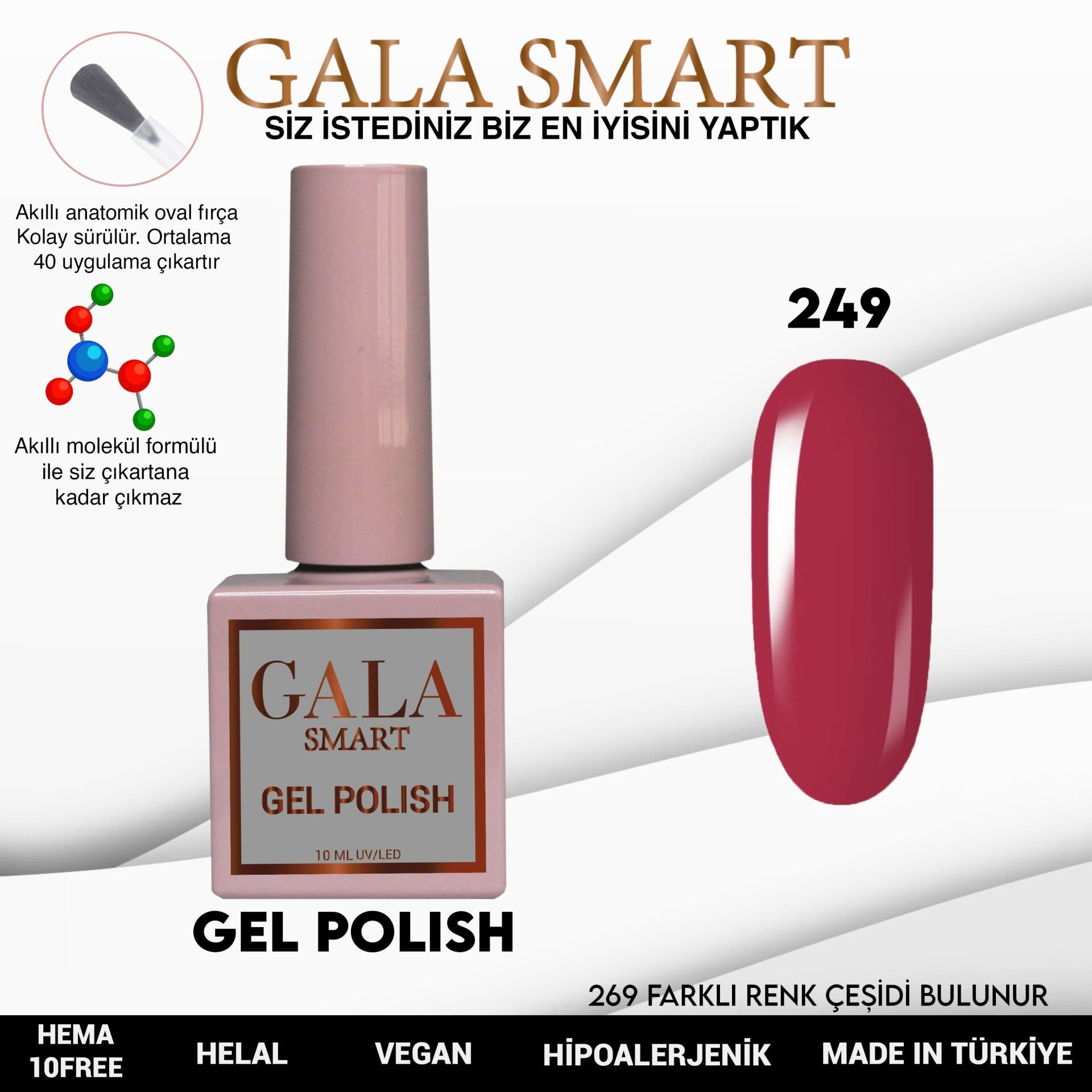 No: 249 Gala Smart Classic Seri Kalıcı Oje 10 ml
