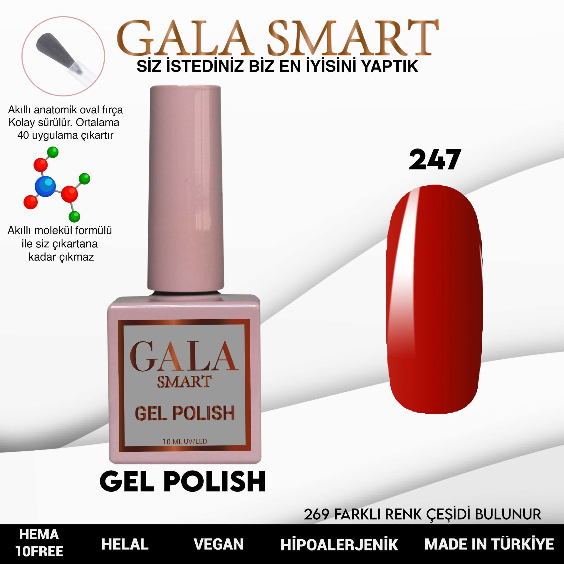 No: 247 Gala Smart Classic Seri Kalıcı Oje 10 ml
