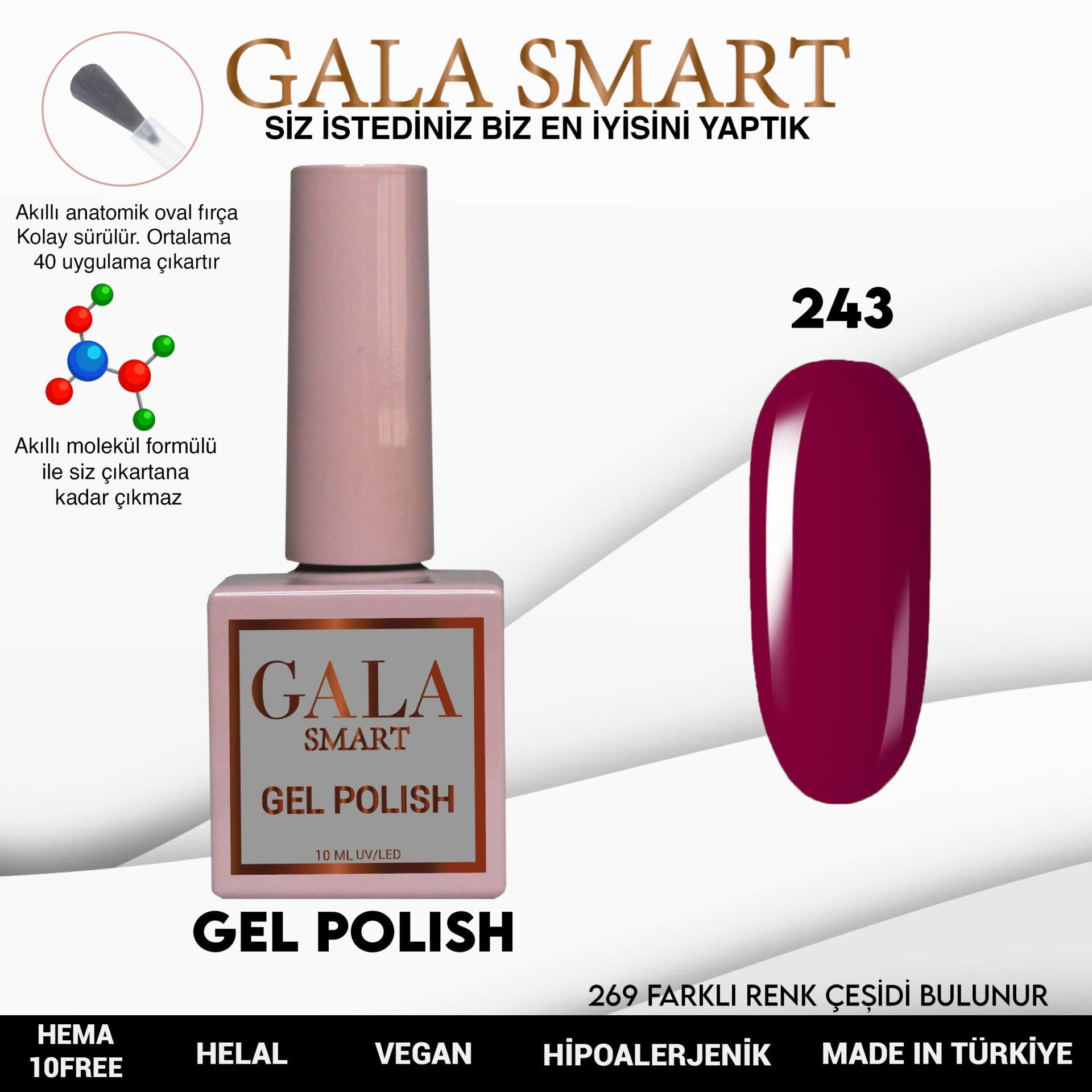 No: 243 Gala Smart Classic Seri Kalıcı Oje 10 ml