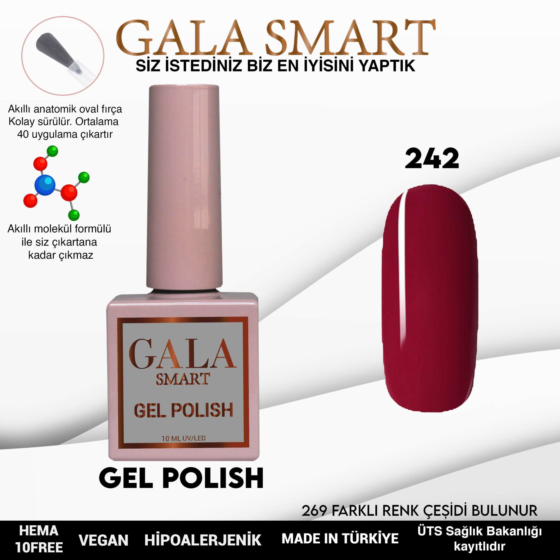 No: 242 Gala Smart Classic Seri Kalıcı Oje 10 ml