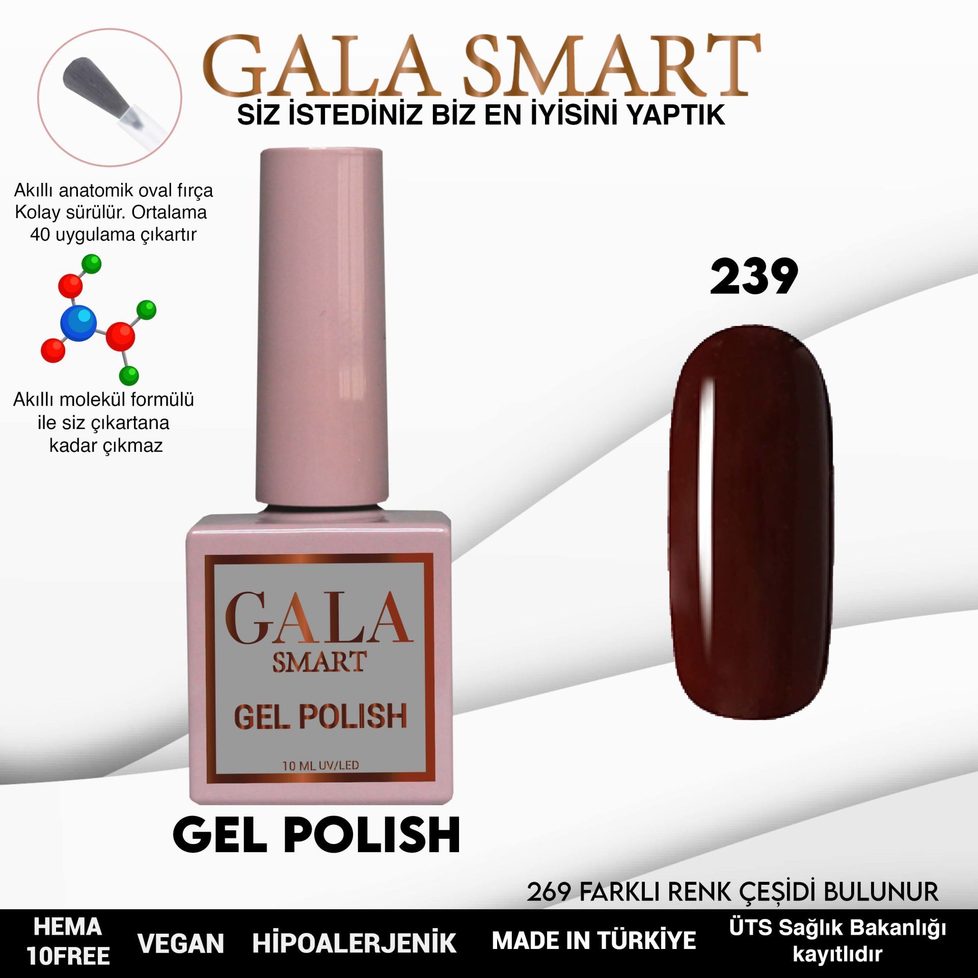 No: 239 Gala Smart Classic Seri Kalıcı Oje 10 ml