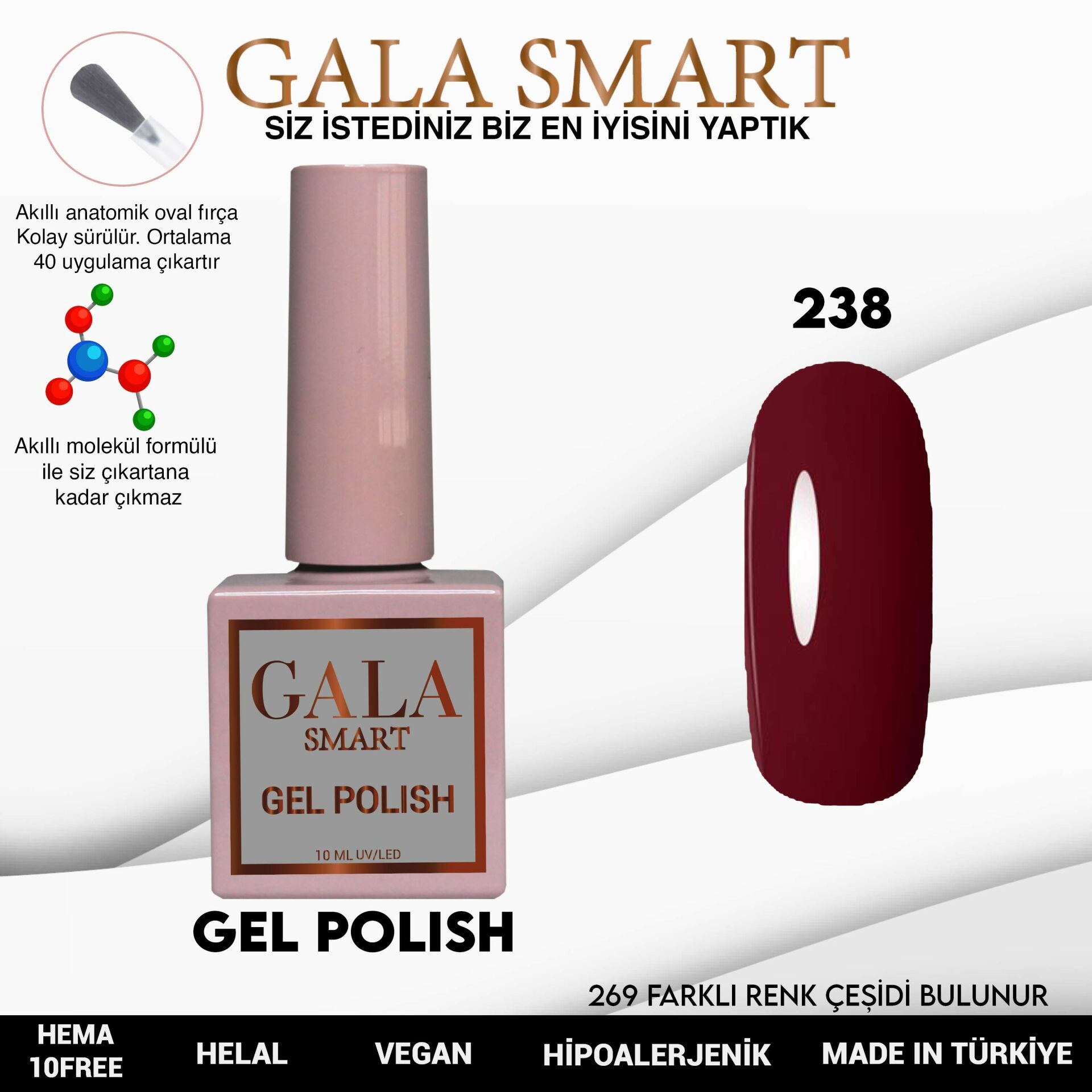 No: 238 Gala Smart Classic Seri Kalıcı Oje 10 ml