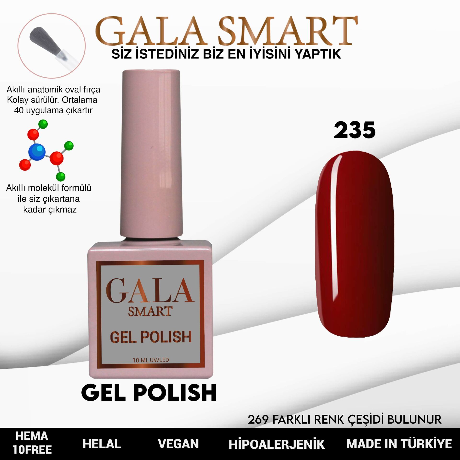 No: 235 Gala Smart Classic Seri Kalıcı Oje 10 ml