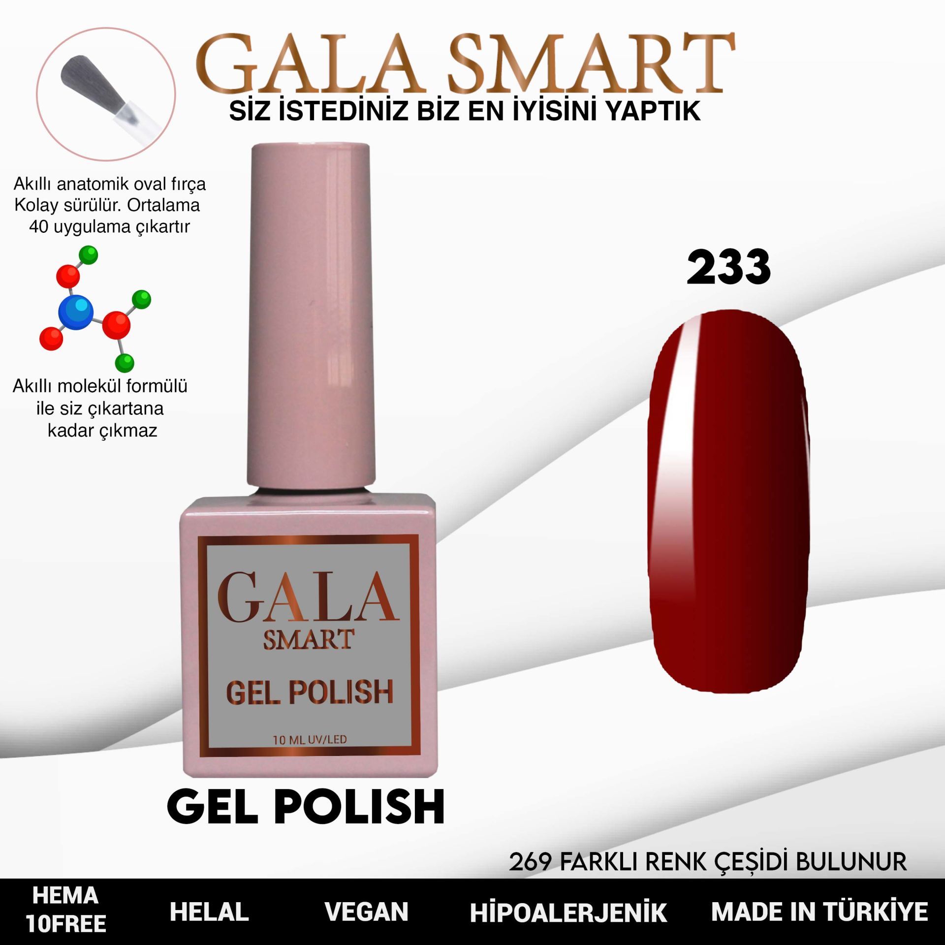No: 233 Gala Smart Classic Seri Kalıcı Oje 10 ml