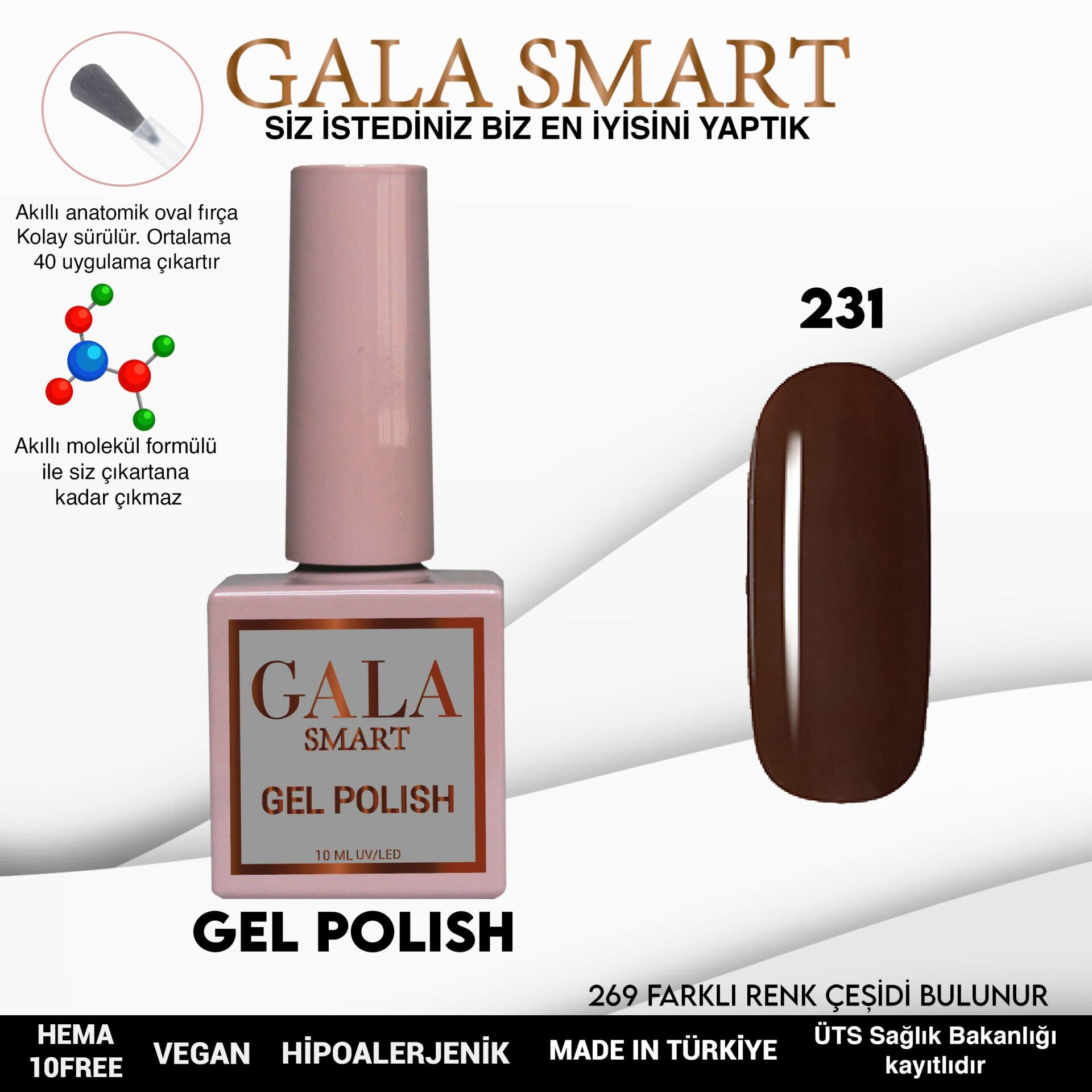 No: 231 Gala Smart Classic Seri Kalıcı Oje 10 ml