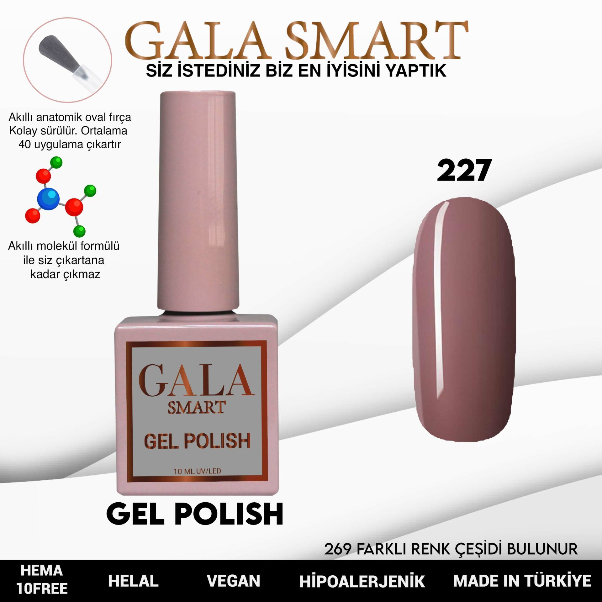 No: 227 Gala Smart Classic Seri Kalıcı Oje 10 ml