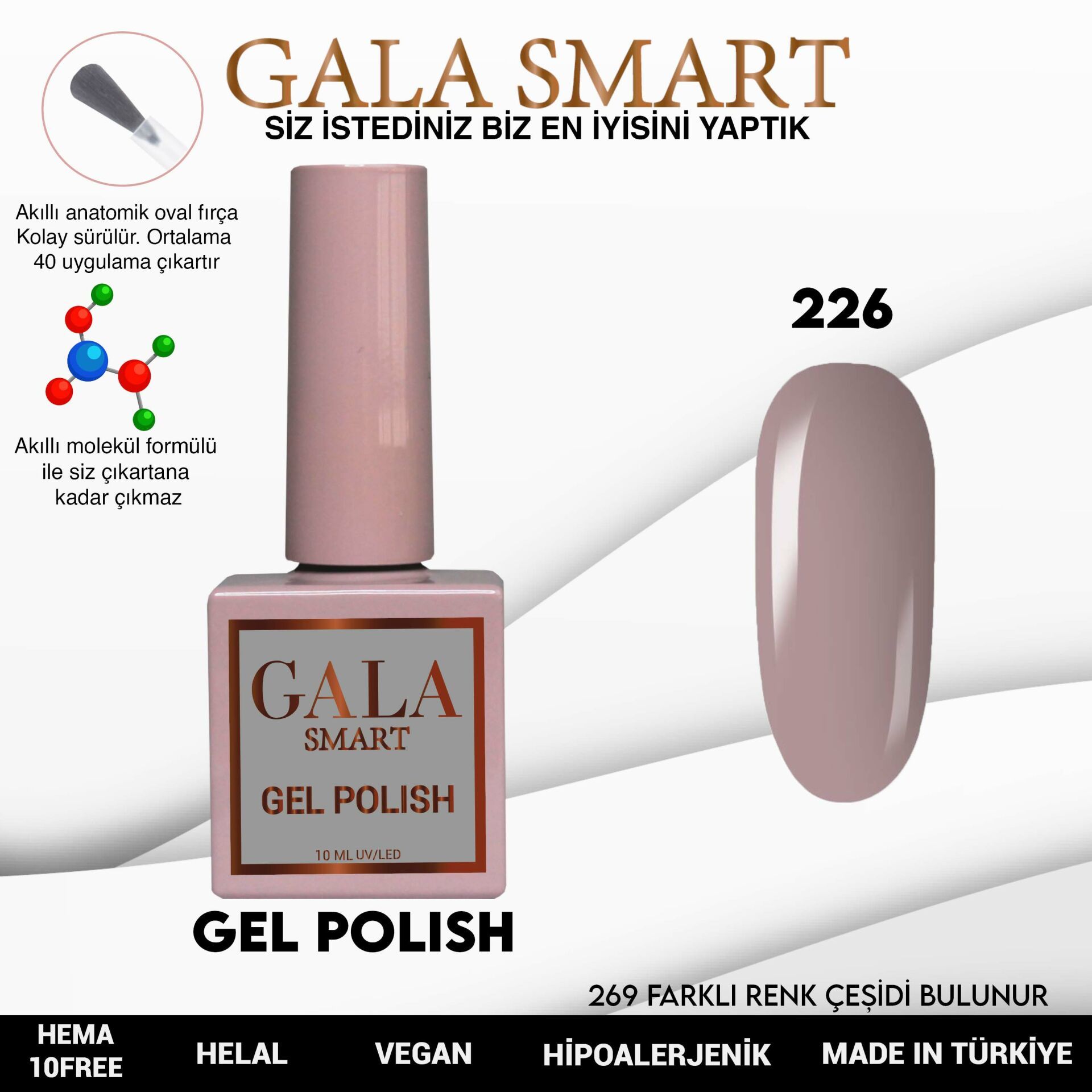 No: 226 Gala Smart Classic Seri Kalıcı Oje 10 ml