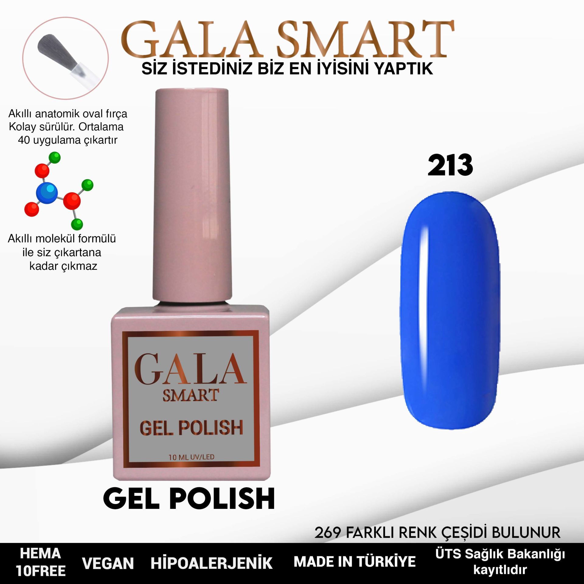 No: 213 Gala Smart Classic Seri Kalıcı Oje 10 ml