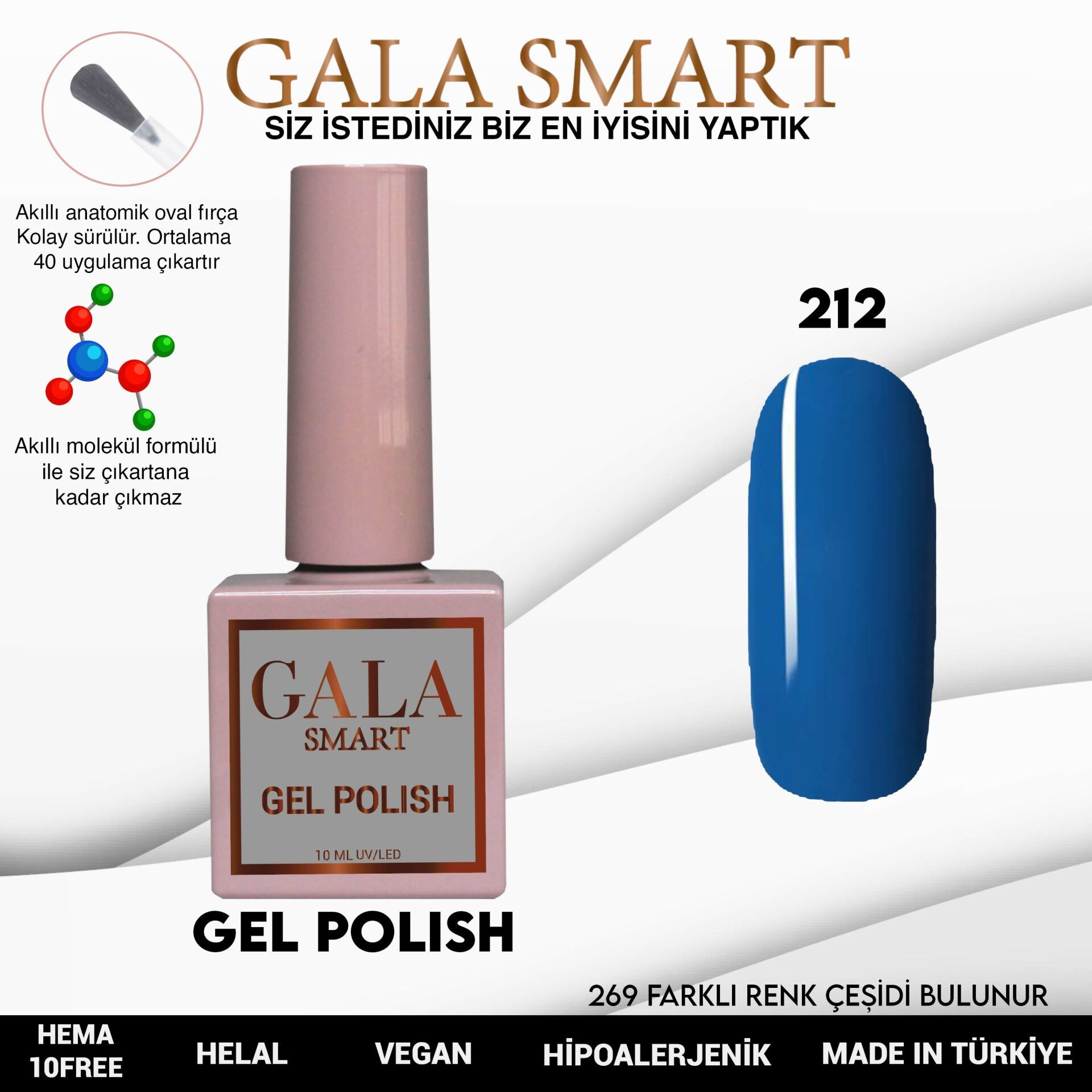 No: 212 Gala Smart Classic Seri Kalıcı Oje 10 ml