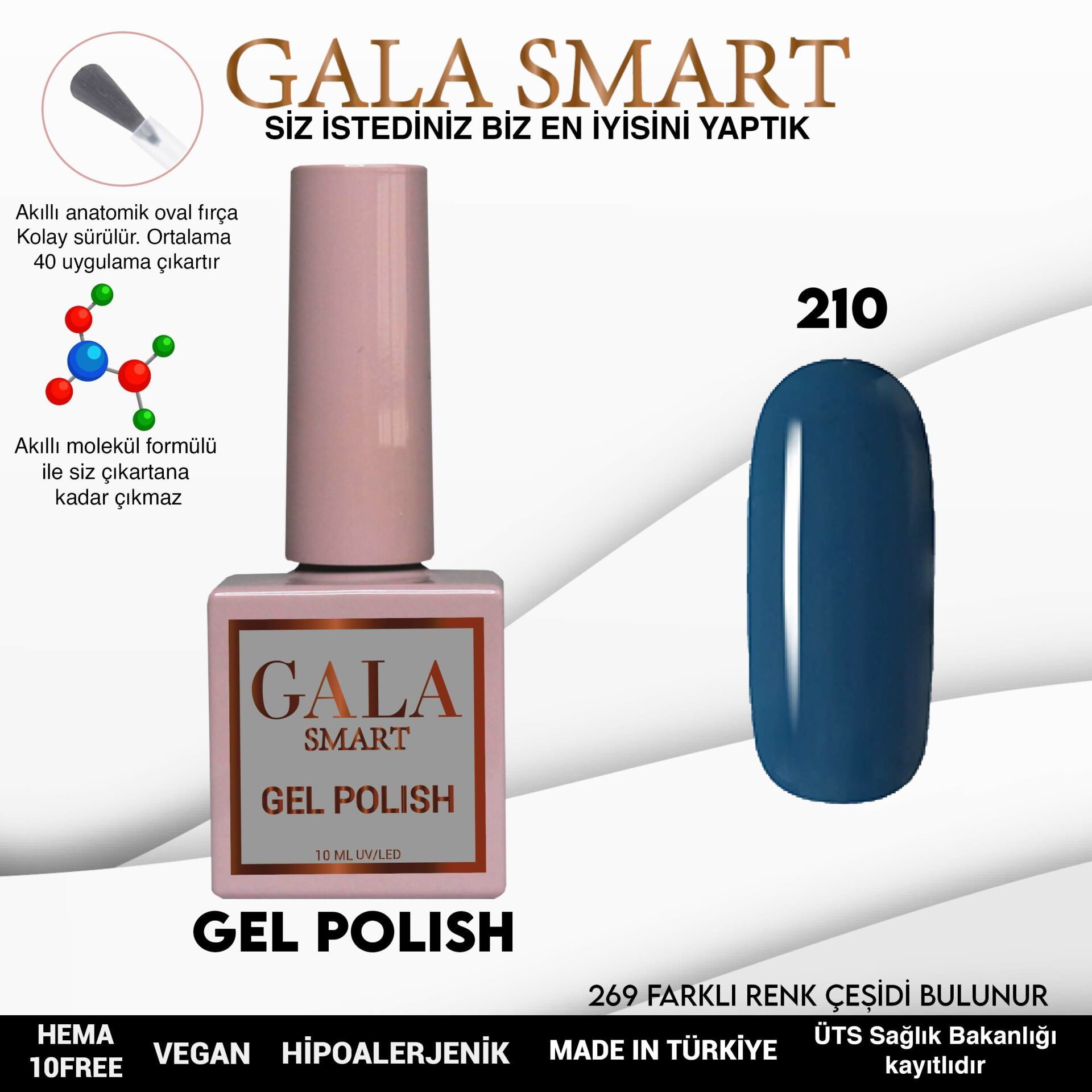 No: 210 Gala Smart Classic Seri Kalıcı Oje 10 ml