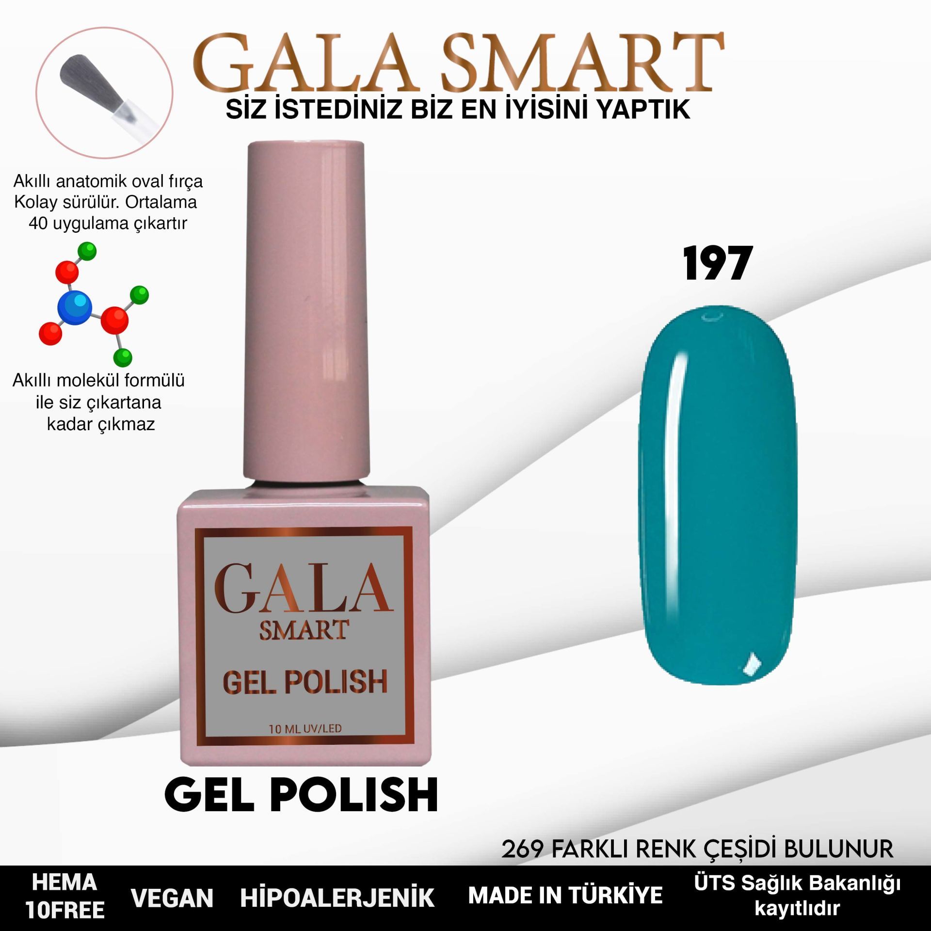 No: 197 Gala Smart Classic Seri Kalıcı Oje 10 ml