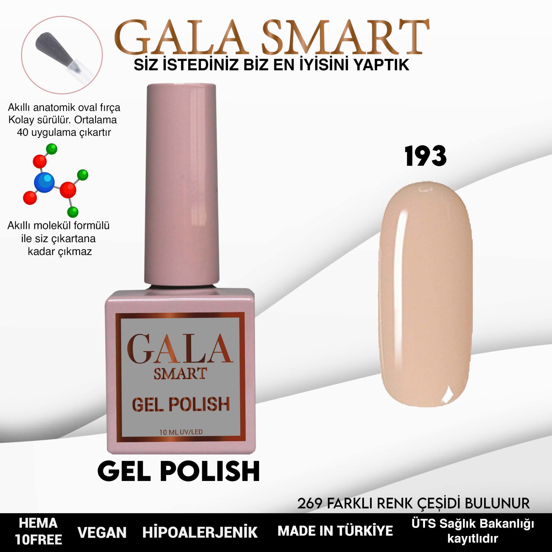 No: 193 Gala Smart Classic Seri Kalıcı Oje 10 ml