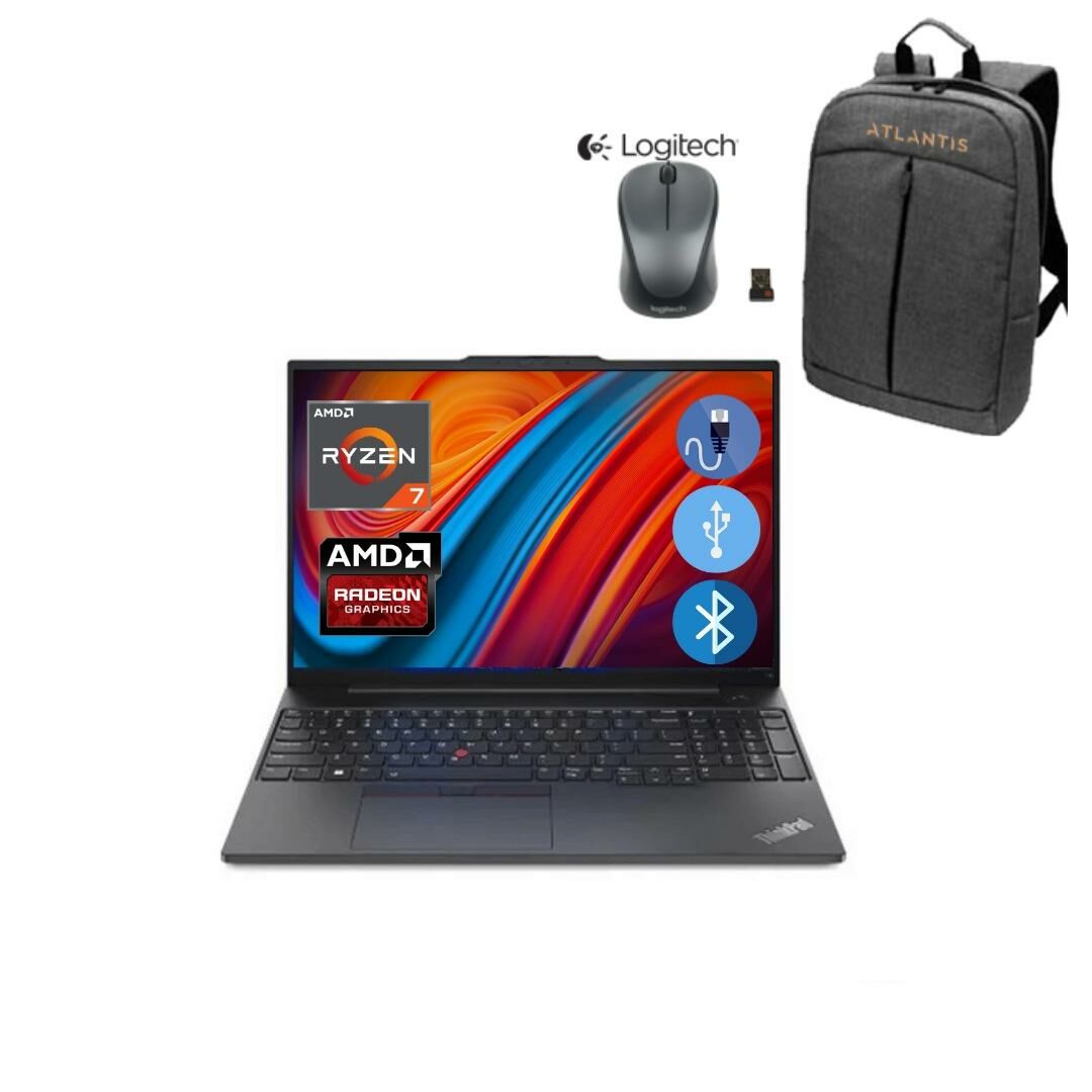 Lenovo E16 Thınkpad 21JT0017TX ATL71 RYZEN7-7730U 16GB 512SSD  16'' Dos Notebook + MOUSE+ÇANTA