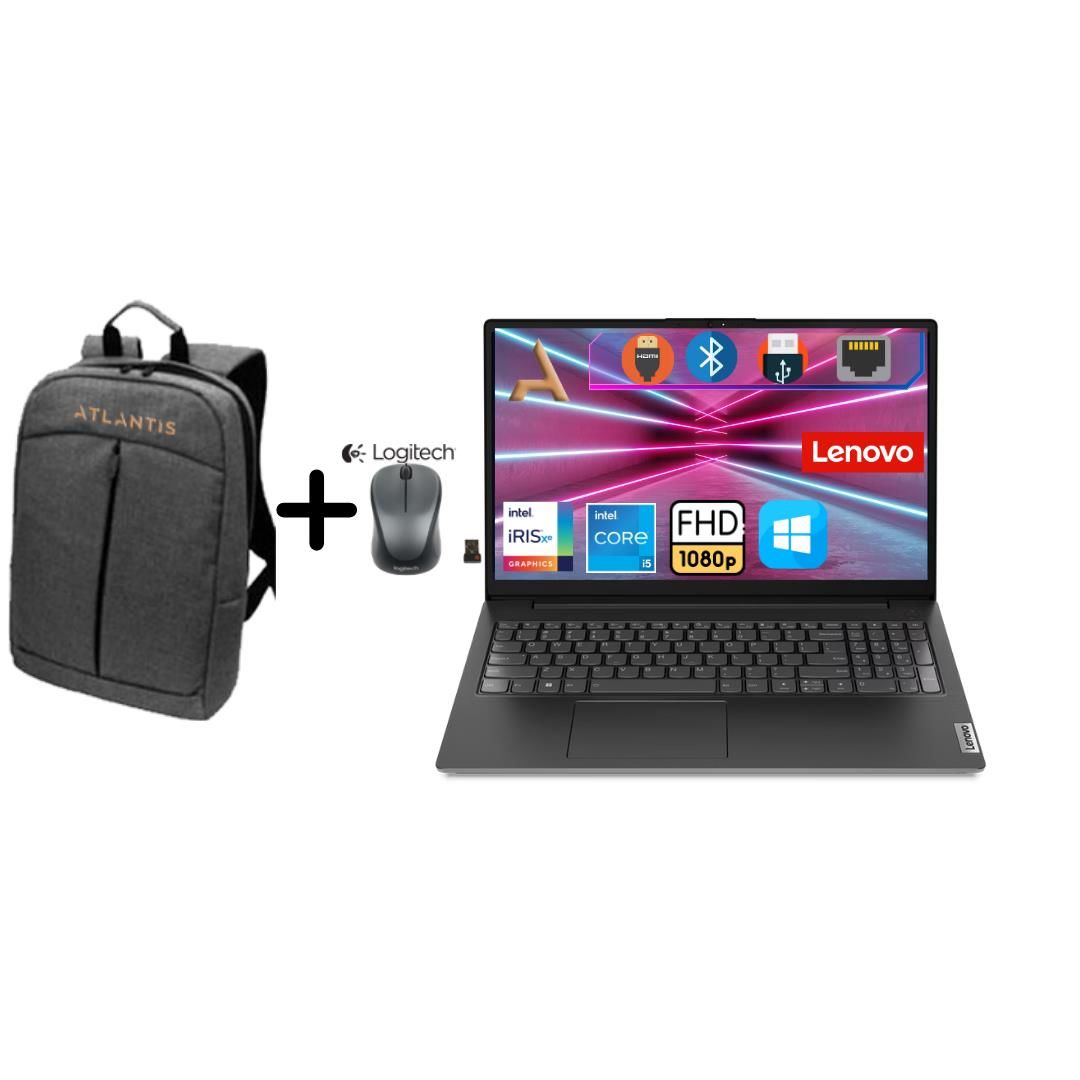 Lenovo V15 G3 I5-1235U 8GB 128GB SSD+500GB HDD W10Pro 15.6'' FHD Notebook 82TT00A5TX0405+Mouse+Çanta