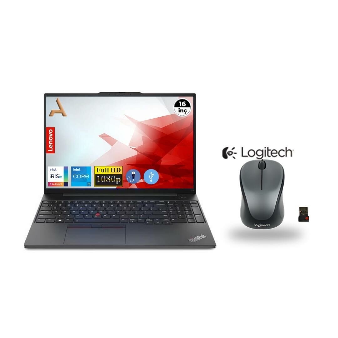 Lenovo ThinkPad E16 Gen1 İ5-1335U 21JN0005TX Atl34 24GB 512GB M.2 SSD  16'' W11Pro  Dizüstü Bilgisayar+Mouse