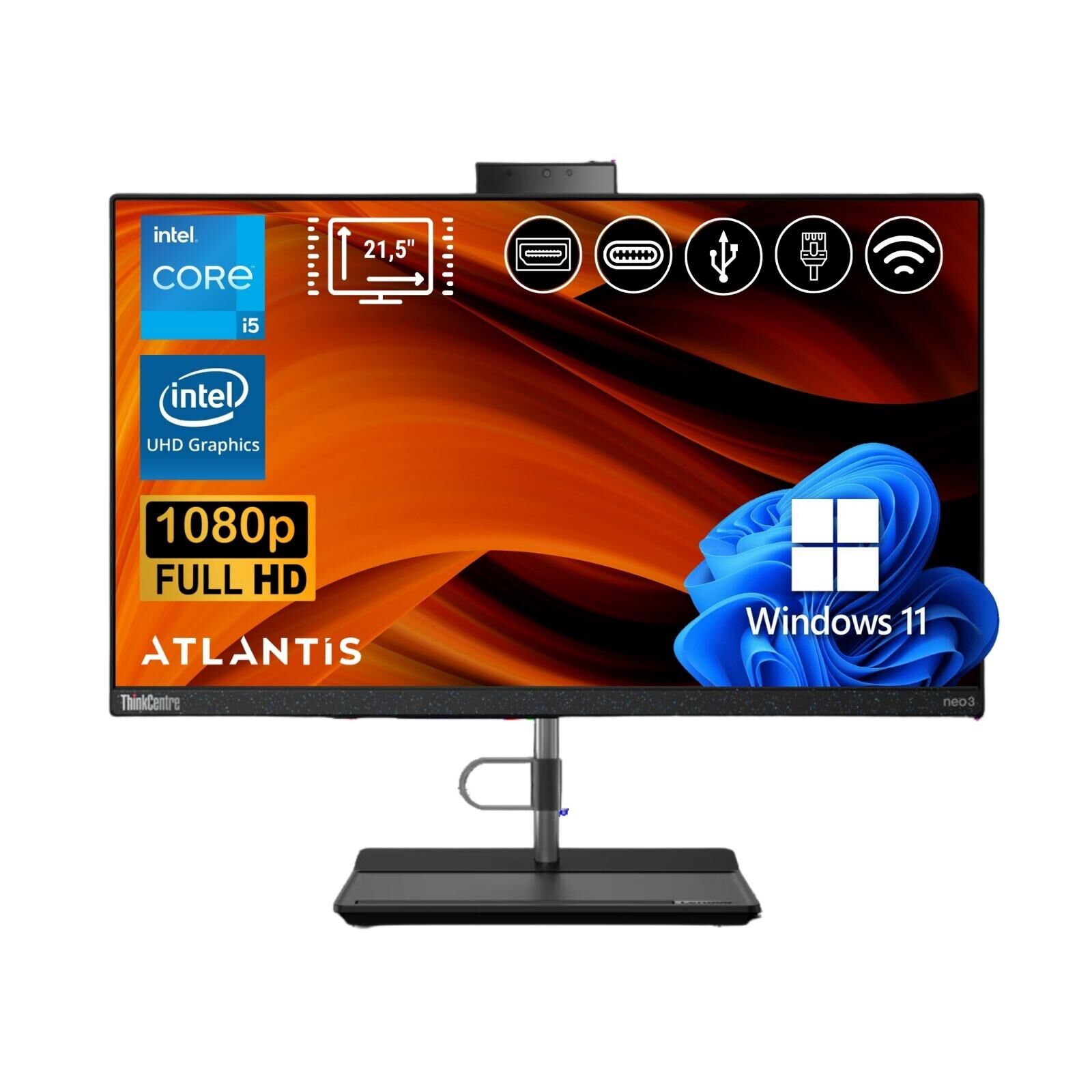 Lenovo ThinkCentre Neo 30A 22 i5-12450H 8GB 2TB M.2 SSD  12B30062TX ATL18  21.5'' W11Pro  ALL IN ONE BİLGİSAYAR