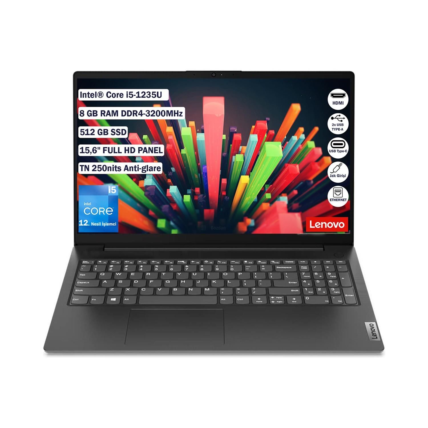 Lenovo V15 G3 82TT00A5TX I5-1235U 8gb 512GB SSD 15.6'' Fhd Freedos Taşınabilir Bilgisayar