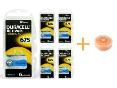 Duracell Activair 675 Numara İşitme Cihazı Pili (5 Paket x 6 Adet = 30 Adet Pil) + HEDİYE İşitme Cihazı Nem Alıcı Tablet, YesMed(Kopya)
