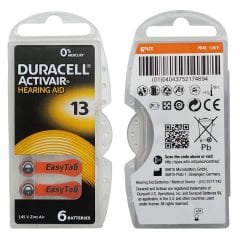 Duracell Activair 13 Numara İşitme Cihazı Pili (10 Paket x 6 Adet = 60 Adet Pil)