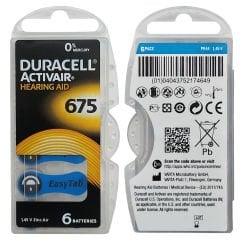 Duracell Activair 675 Numara İşitme Cihazı Pili (10 Paket x 6 Adet = 60 Adet Pil)