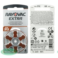 Rayovac Extra 312 Numara İşitme Cihazı Pili (10 Paket x 6 Adet = 60 Adet Pil) + HEDİYE Prowax Filtre, YesMed