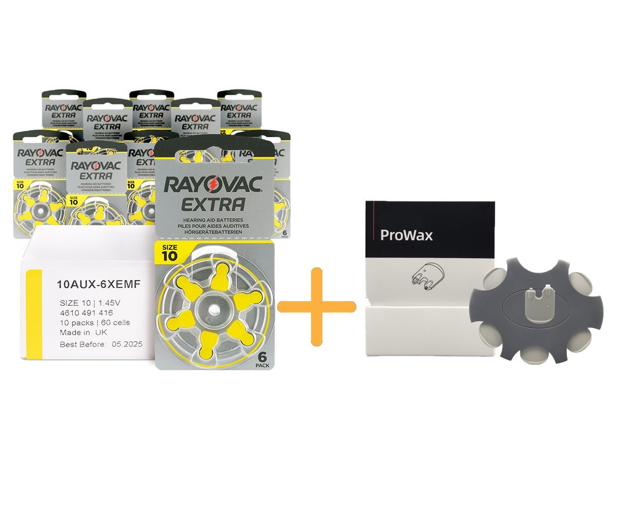 Rayovac Extra 10 Numara İşitme Cihazı Pili (10 Paket x 6 Adet = 60 Adet Pil) + HEDİYE Prowax Filtre, YesMed