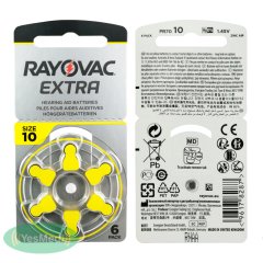 Rayovac Extra 10 Numara İşitme Cihazı Pili (5 Paket x 6 Adet = 30 Adet Pil) + HEDİYE Prowax Filtre, YesMed