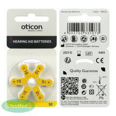 Oticon 10 Numara İşitme Cihazı Pili (10 Paket x 6 Adet= 60 Adet Pil) + HEDİYE Prowax Filtre (Oticon İşitme Cihazı Uyumlu), YesMed