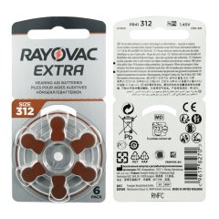 Rayovac Extra 312 Numara İşitme Cihazı Pili (10 Paket x 6 Adet = 60 Adet Pil) + HEDİYE İşitme Cihazı Pil Ölçer, YesMed