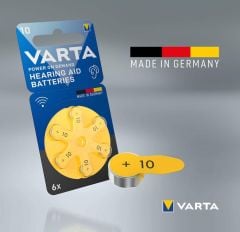 Varta 10 Numara İşitme Cihazı Pili, Kulaklık Pili, Duyma Pili, Kulak Pili, Kulak Cihazı Pili (1 Paket = 6 Adet Pil)