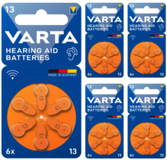 Varta 13 Numara İşitme Cihazı Pili, Kulaklık Pili, Duyma Pili, Kulak Pili, Kulak Cihazı Pili (5 Paket x 6 Adet = 30 Adet Pil)