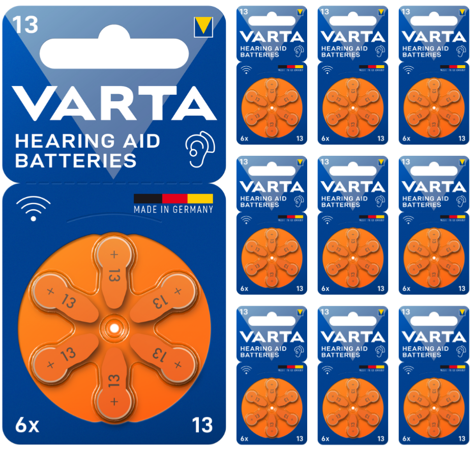 Varta 13 Numara İşitme Cihazı Pili, Kulaklık Pili, Duyma Pili, Kulak Pili, Kulak Cihazı Pili (10 Paket x 6 Adet = 60 Adet Pil)