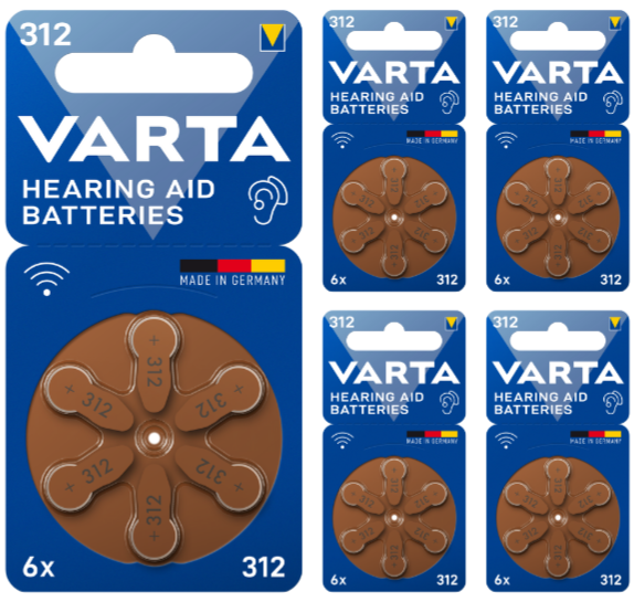 Varta 312 Numara İşitme Cihazı Pili, Kulaklık Pili, Duyma Pili, Kulak Pili, Kulak Cihazı Pili (5 Paket x 6 Adet = 30 Adet Pil)