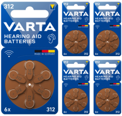 Varta 312 Numara İşitme Cihazı Pili, Kulaklık Pili, Duyma Pili, Kulak Pili, Kulak Cihazı Pili (5 Paket x 6 Adet = 30 Adet Pil)
