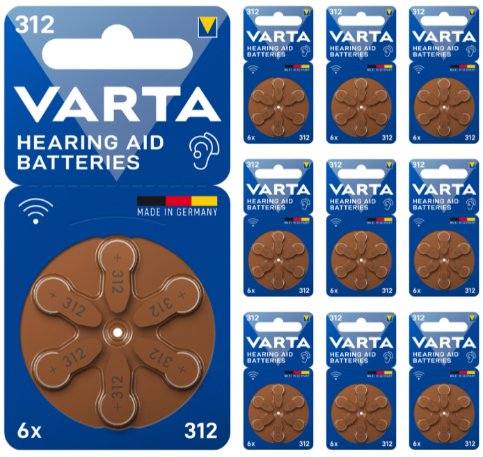Varta 312 Numara İşitme Cihazı Pili, Kulaklık Pili, Duyma Pili, Kulak Pili, Kulak Cihazı Pili (10 Paket x 6 Adet = 60 Adet Pil)