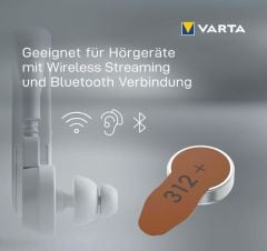 Varta 312 Numara İşitme Cihazı Pili, Kulaklık Pili, Duyma Pili, Kulak Pili, Kulak Cihazı Pili (10 Paket x 6 Adet = 60 Adet Pil)