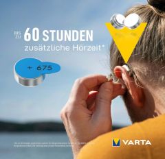 Varta 675 Numara İşitme Cihazı Pili, Kulaklık Pili, Duyma Pili, Kulak Pili, Kulak Cihazı Pili (1 Paket = 6 Adet Pil)
