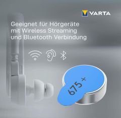 Varta 675 Numara İşitme Cihazı Pili, Kulaklık Pili, Duyma Pili, Kulak Pili, Kulak Cihazı Pili (1 Paket = 6 Adet Pil)