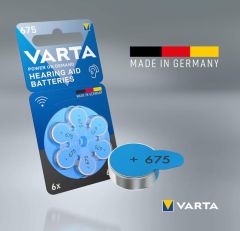 Varta 675 Numara İşitme Cihazı Pili, Kulaklık Pili, Duyma Pili, Kulak Pili, Kulak Cihazı Pili (1 Paket = 6 Adet Pil)