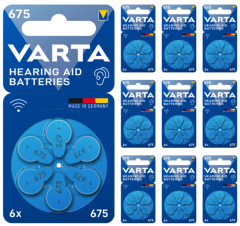 Varta 675 Numara İşitme Cihazı Pili, Kulaklık Pili, Duyma Pili, Kulak Pili, Kulak Cihazı Pili (10 Paket x 6 Adet = 60 Adet Pil)