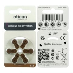Oticon 312 Numara İşitme Cihazı Pili (10 Paket x 6 Adet= 60 Adet Pil) + HEDİYE İşitme Cihazı Hortumu (8 Adet, Orta-Standart olan Kıvrılmış Hortum), YesMed