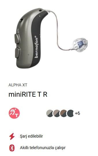 Bernafon Alpha XT  miniRITE T R, Bluetooth Kulak Cihazı, Hoparlör Kanal içinde Bernafon Şarjlı Alpha XT miniRITE T R
