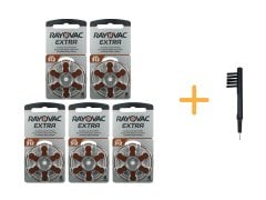 Rayovac Extra 312 Numara İşitme Cihazı Pili (5 Paket x 6 Adet = 30 Adet Pil) + HEDİYE Mıknatıslı İşitme Cihazı Temizleme Fırçası, YesMed