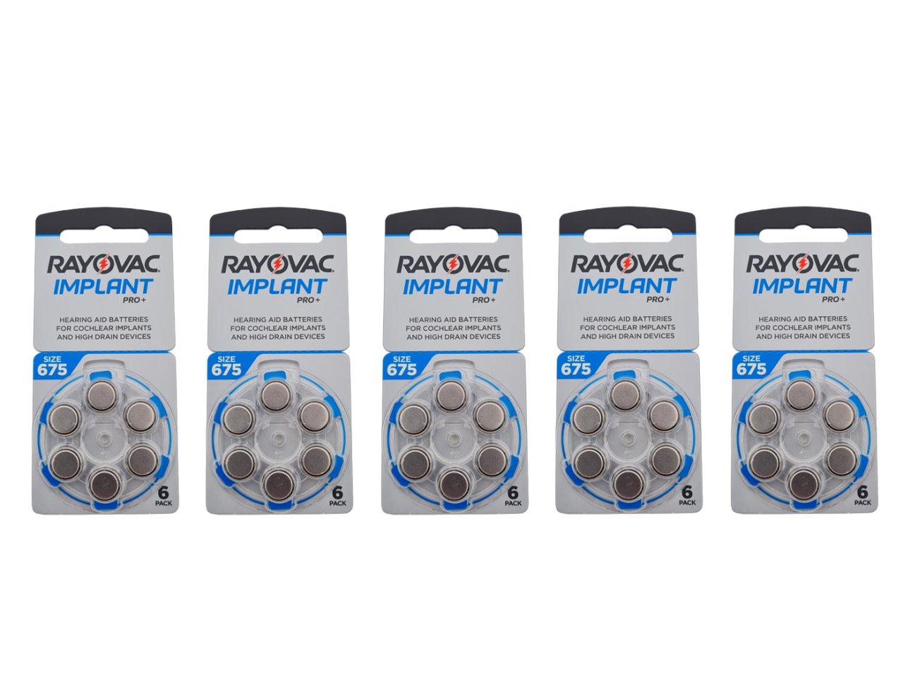 Koklear İmplant İşitme Cihazı Pili, Rayovac 675CP IMPLANT PRO+ (5 Paket x 6 Adet = 30 Adet Pil)