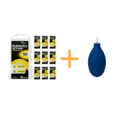 Duracell Activair 10 Numara İşitme Cihazı Pili (10 Paket x 6 Adet = 60 Adet Pil) + HEDİYE İşitme Cihazı El Pompası (Puar), YesMed