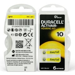 Duracell Activair 10 Numara İşitme Cihazı Pili (10 Paket x 6 Adet = 60 Adet Pil) + HEDİYE İşitme Cihazı Nem Alıcı Tablet, YesMed